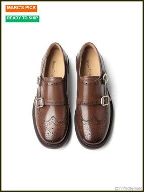 Monk Strap Loafers Cap Toe Leather Business Casual Shoes